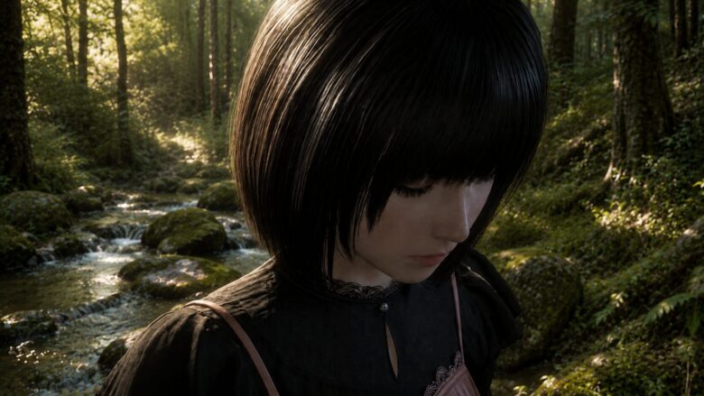 An illustrative image of Mayu, unable to tell Mio that she wants them to stay together forever.