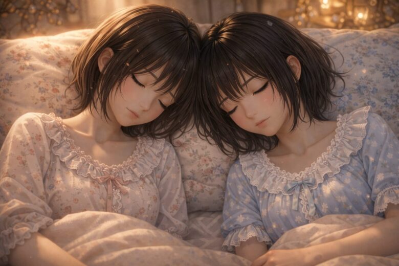 眠りに落ちる澪と繭